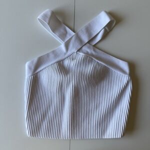 Sincerely Jules Women's White Criss Cross Crop Top Ribbed Tank Size Small‎